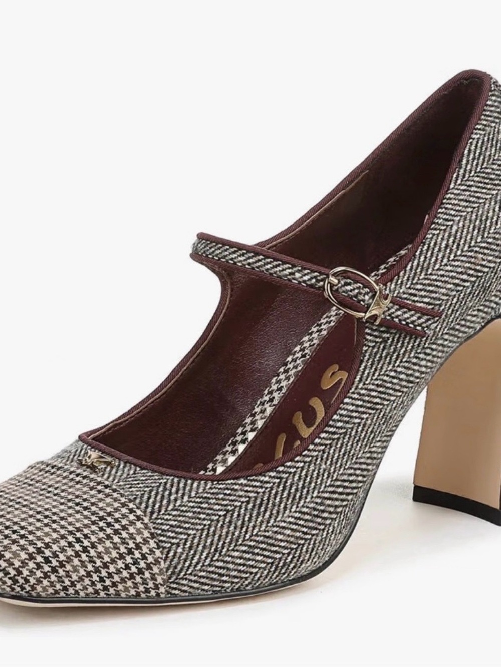 Circus by Sam Edelman Herringbone Mary Jane Pump with Burgundy Trim